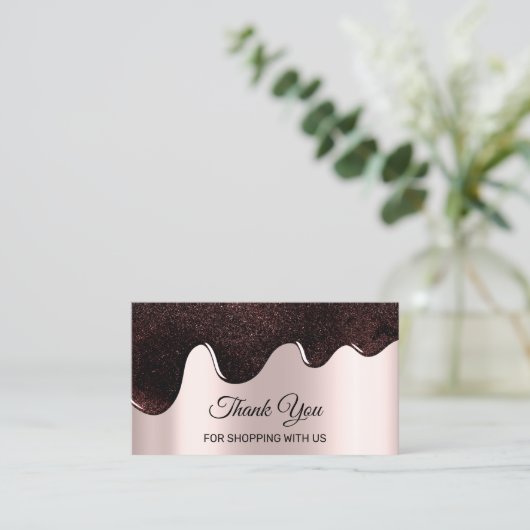 Hartelijk dank voor het winkelen van Rozen in choc Visitekaartje (Staand voorkant)