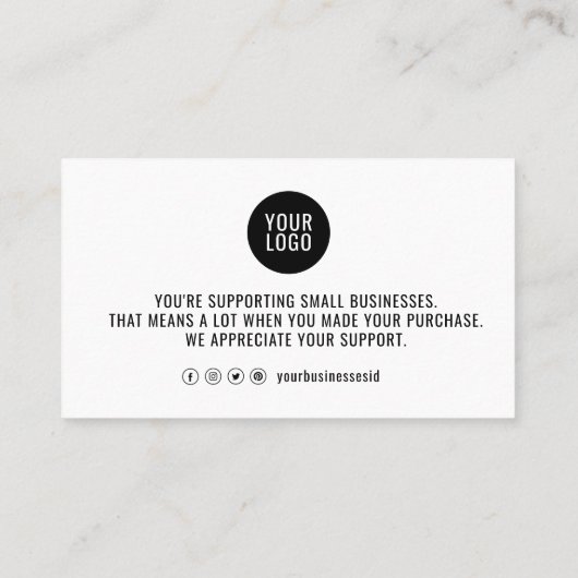 Hartelijk dank voor het winkelen Visitekaartje Mod (Achterkant)