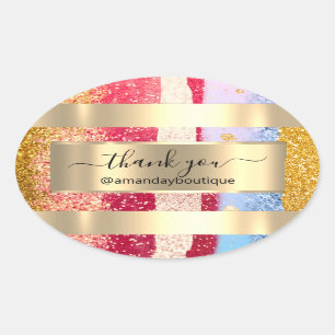 Hartelijk dank voor het Winkelende Boutique Glitte Ovale Sticker