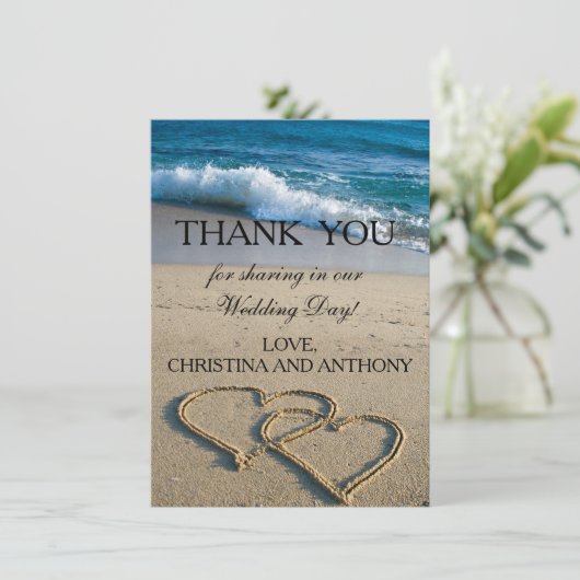 Hartelijk dank voor het winkelstrand bedankkaart (Staand voorkant)