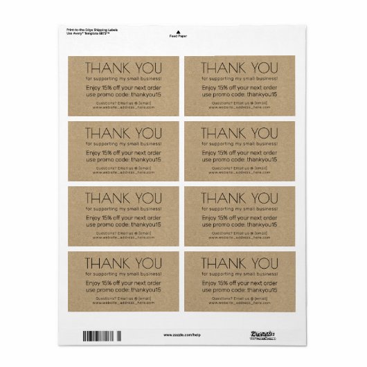 Hartelijk dank voor het zakelijke pakket met krach etiket (Full Sheet)