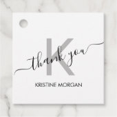 Hartelijk dank voor het zilvergrijze monogram-scri bedankjes labels (Voorkant)