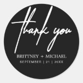 Hartelijk dank voor het zwarte minimalistische huw ronde sticker (Voorkant)