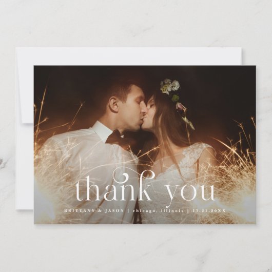 Hartelijk dank voor het Zwirly Font Horizontal Pho Bedankkaart (Voorkant)