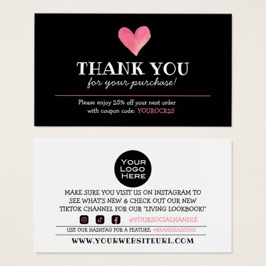 Hartelijk dank voor Invoegen korting klant Visitekaartje (Voorkant /achterkant)