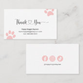 Hartelijk dank voor kaart met Paw Print Visitekaartje (Voorkant / Achterkant)