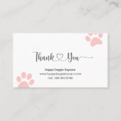 Hartelijk dank voor kaart met Paw Print Visitekaartje (Voorkant)