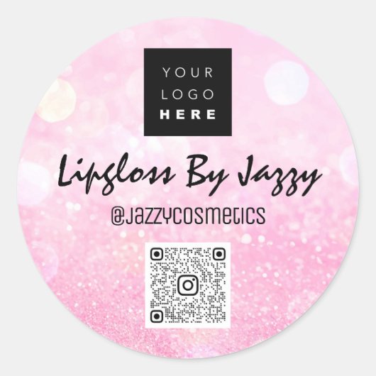 Hartelijk dank voor Logo bedrijfspakketroze Glitte Ronde Sticker (Voorkant)