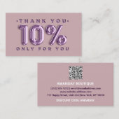 Hartelijk dank voor Logo QRCODE 10%OFF Korting Cod Visitekaartje (Voorkant / Achterkant)