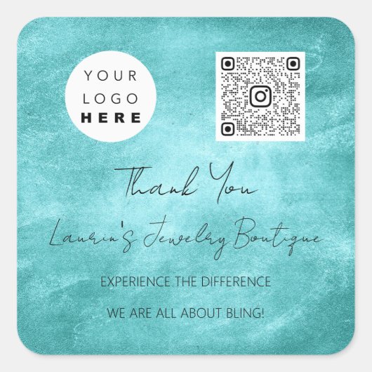 Hartelijk dank voor Logo QrCode Online Groen Water Vierkante Sticker (Voorkant)