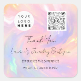 Hartelijk dank voor Logo QrCode Online Winkelholog Vierkante Sticker