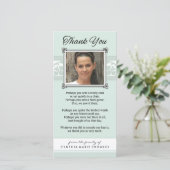 Hartelijk dank voor Memorial Light Green & White-f Bedankkaart (Staand voorkant)