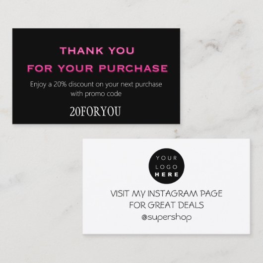 Hartelijk dank voor Minimale code voor korting op  Visitekaartje (Voorkant / Achterkant)