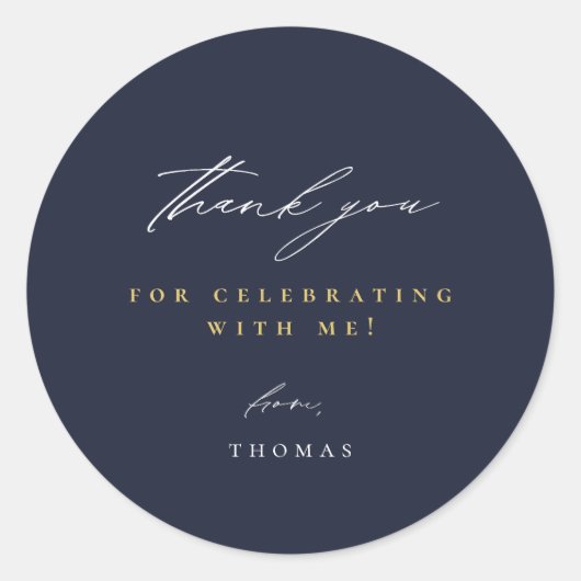 Hartelijk dank voor modern script blauw ronde sticker (Voorkant)