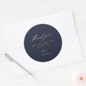 Hartelijk dank voor modern script blauw ronde sticker (Envelop)