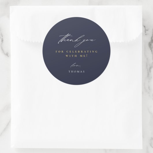 Hartelijk dank voor modern script blauw ronde sticker (Tas)