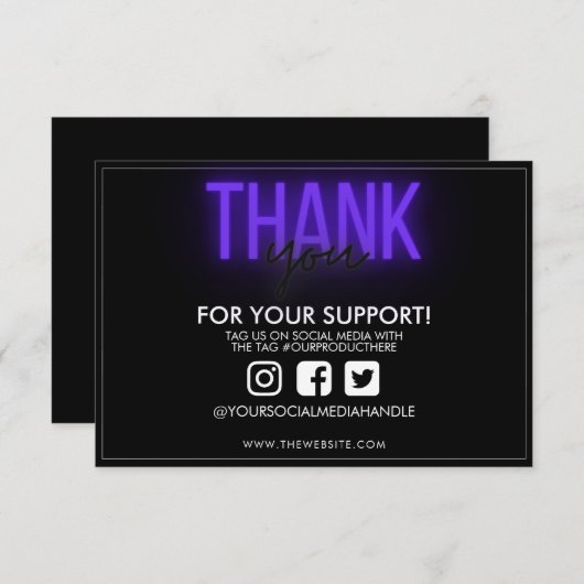 Hartelijk dank voor Neon Sign Trendy Custom Media  (Voorkant / Achterkant)