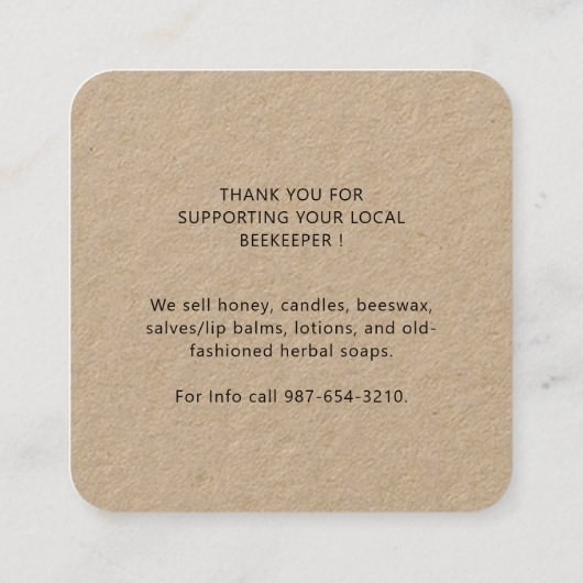 Hartelijk dank voor ons Visitekaartje voor de bije (Achterkant)