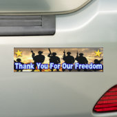 Hartelijk dank voor onze vrijheid bumpersticker (Op auto)