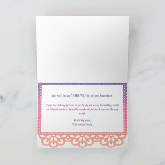 Hartelijk dank voor Papel Picado Bedankkaart (Binnen)