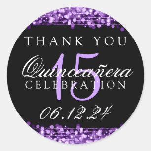 Hartelijk dank voor Quinceanera Party Sparkles Paa Ronde Sticker