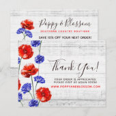 Hartelijk dank voor Red Poppy & Cornflower Rustic  Briefkaart (Voorkant / Achterkant)