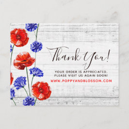 Hartelijk dank voor Red Poppy & Cornflower Rustic Briefkaart