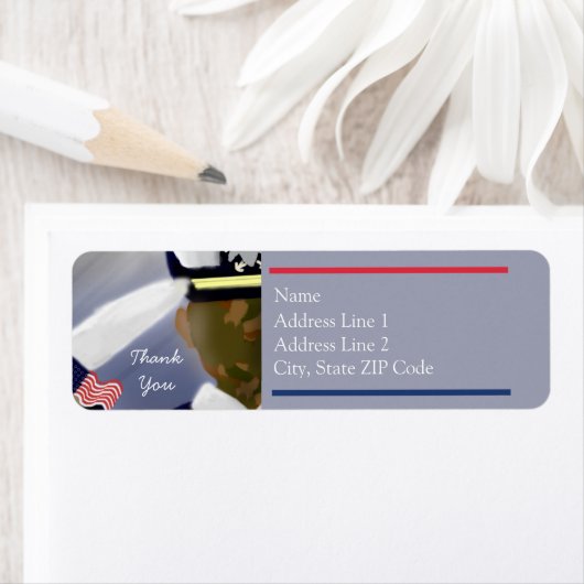 Hartelijk dank voor Red White Blue Striped Camo Ve Etiket (Insitu)