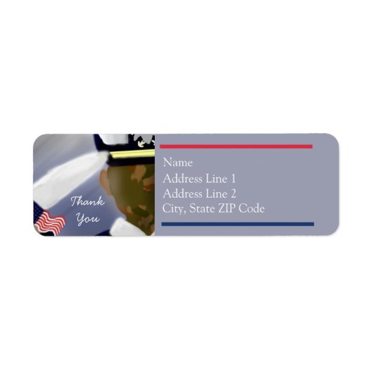 Hartelijk dank voor Red White Blue Striped Camo Ve Etiket (Voorkant)