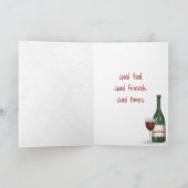 Hartelijk dank voor Red Wine Glass Bedankkaart (Binnen)