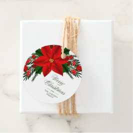 Hartelijk dank voor rode Poinsettia Pine Greenery Bedankjes Labels