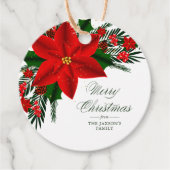 Hartelijk dank voor rode Poinsettia Pine Greenery Bedankjes Labels (Voorkant)