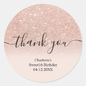 Hartelijk dank voor roos gold glitter ombre Sweet  Ronde Sticker (Voorkant)