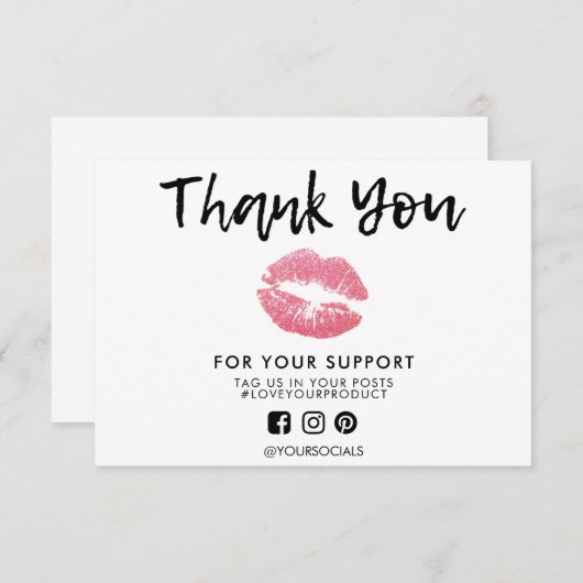 Hartelijk dank voor Roze Glitter Lips Media Insert (Voorkant / Achterkant)