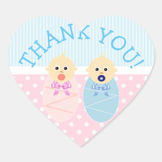 Hartelijk dank voor Twins Blue en Roze stickers (Voorkant)