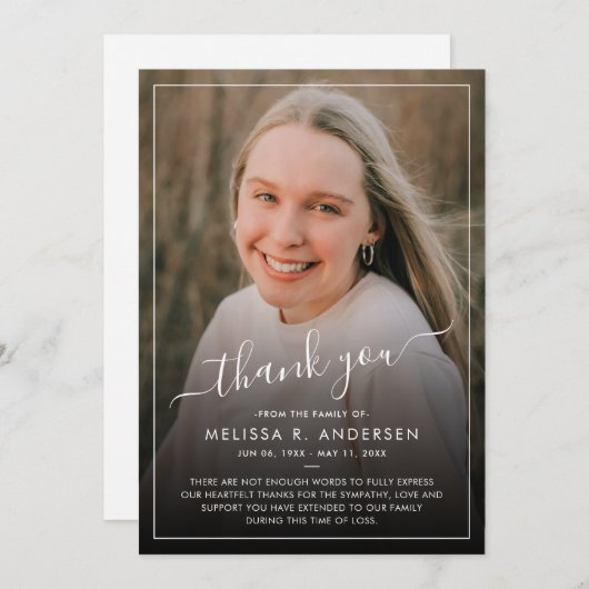 Hartelijk dank voor uw aangepaste foto van de begr bedankkaart (Voorkant / Achterkant)