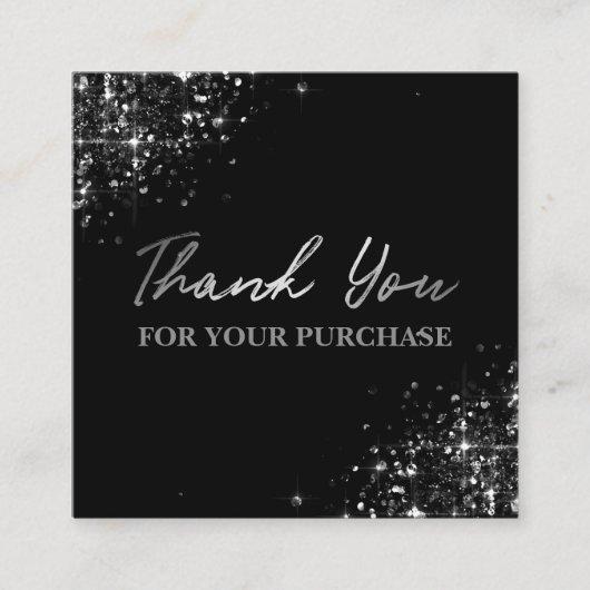 Hartelijk dank voor uw aankoop Black Silver Glitte Vierkante Visitekaartje (Voorkant)