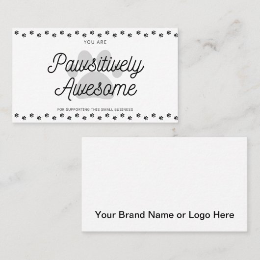 Hartelijk dank voor uw aankoop Diermaatje Visitekaartje (Voorkant / Achterkant)