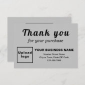 Hartelijk dank voor uw aankoop - Grijze platte kaa Bedankkaart (Voorkant / Achterkant)