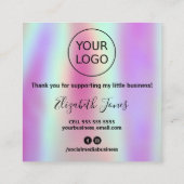 Hartelijk dank voor uw aankoop, holografisch en zw vierkante visitekaartje (Achterkant)