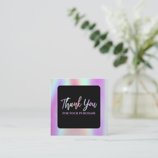 Hartelijk dank voor uw aankoop, holografisch en zw vierkante visitekaartje (Staand voorkant)