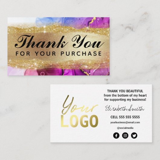 Hartelijk dank voor uw aankoop in Gold Visitekaartje (Voorkant / Achterkant)