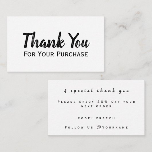 Hartelijk dank voor uw aankoop - modern, minimaal  notitiekaartje (Voorkant / Achterkant)