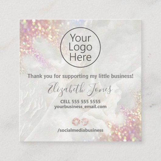 Hartelijk dank voor uw aankoop Opal Glitter Marble Vierkante Visitekaartje (Achterkant)