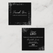 Hartelijk dank voor uw aankoop Silver Glitter Blac Vierkante Visitekaartje (Voorkant / Achterkant)