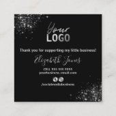 Hartelijk dank voor uw aankoop Silver Glitter Blac Vierkante Visitekaartje (Achterkant)