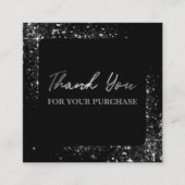 Hartelijk dank voor uw aankoop Silver Glitter Blac Vierkante Visitekaartje (Voorkant)