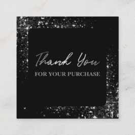 Hartelijk dank voor uw aankoop Silver Glitter Blac Vierkante Visitekaartje