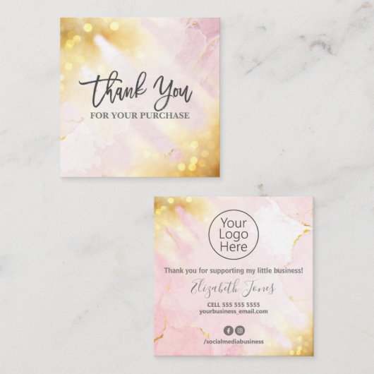 Hartelijk dank voor uw aankoop van Glam met weinig Vierkante Visitekaartje (Voorkant / Achterkant)