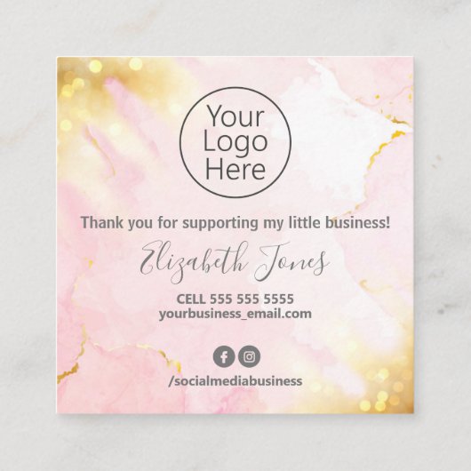 Hartelijk dank voor uw aankoop van Glam met weinig Vierkante Visitekaartje (Achterkant)